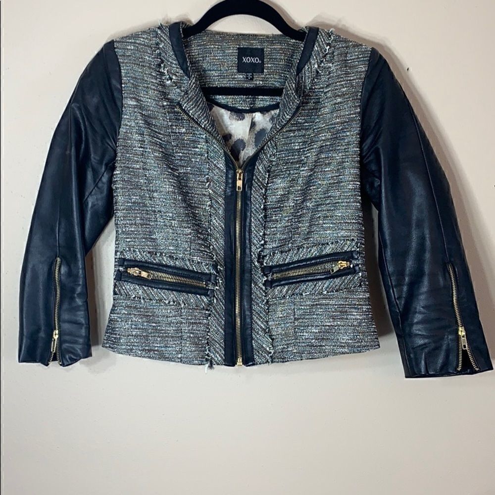 Xoxo Faux black leather jacket. Size Small